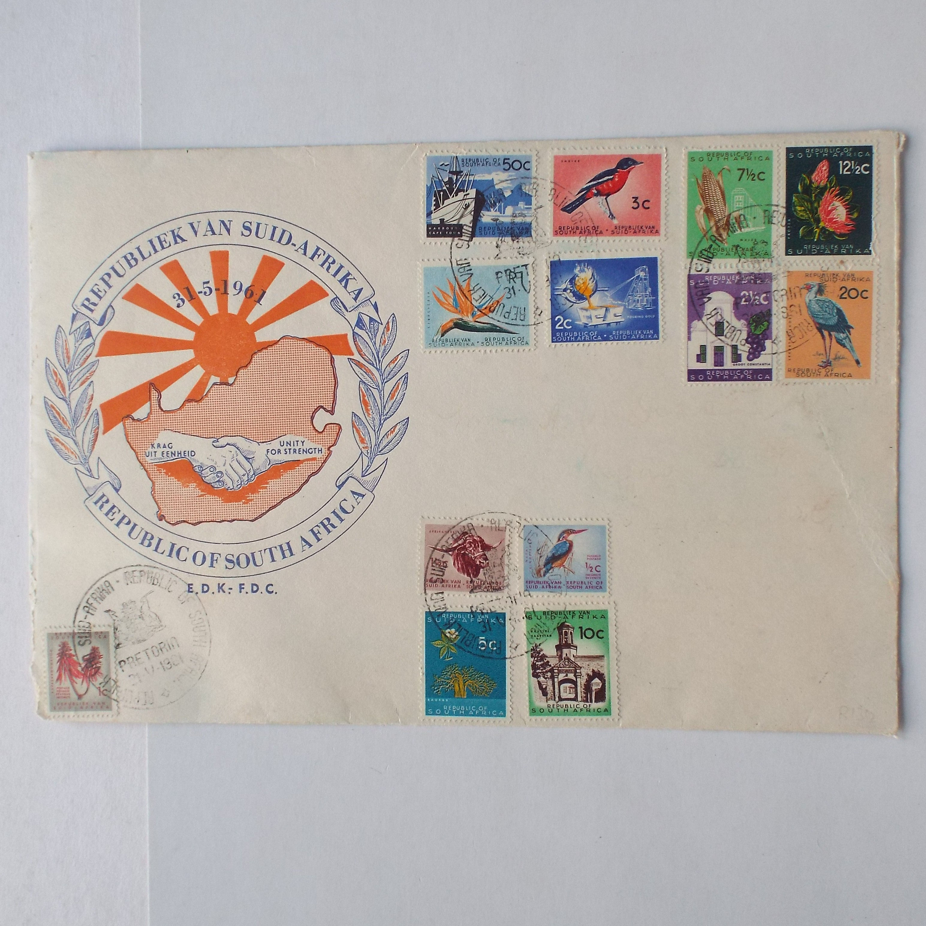 Lot #29 - RSA - 1961 1st Defin Issue - Set on Illustrated FDC