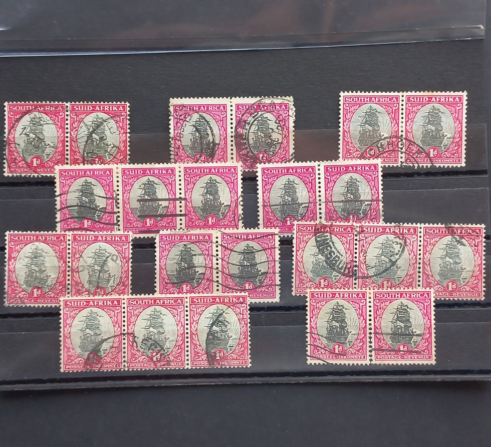 Thumbnail: Lot #5 - Clearance - Union - 1930-54 definitives - 1d Red - Selection of pairs -