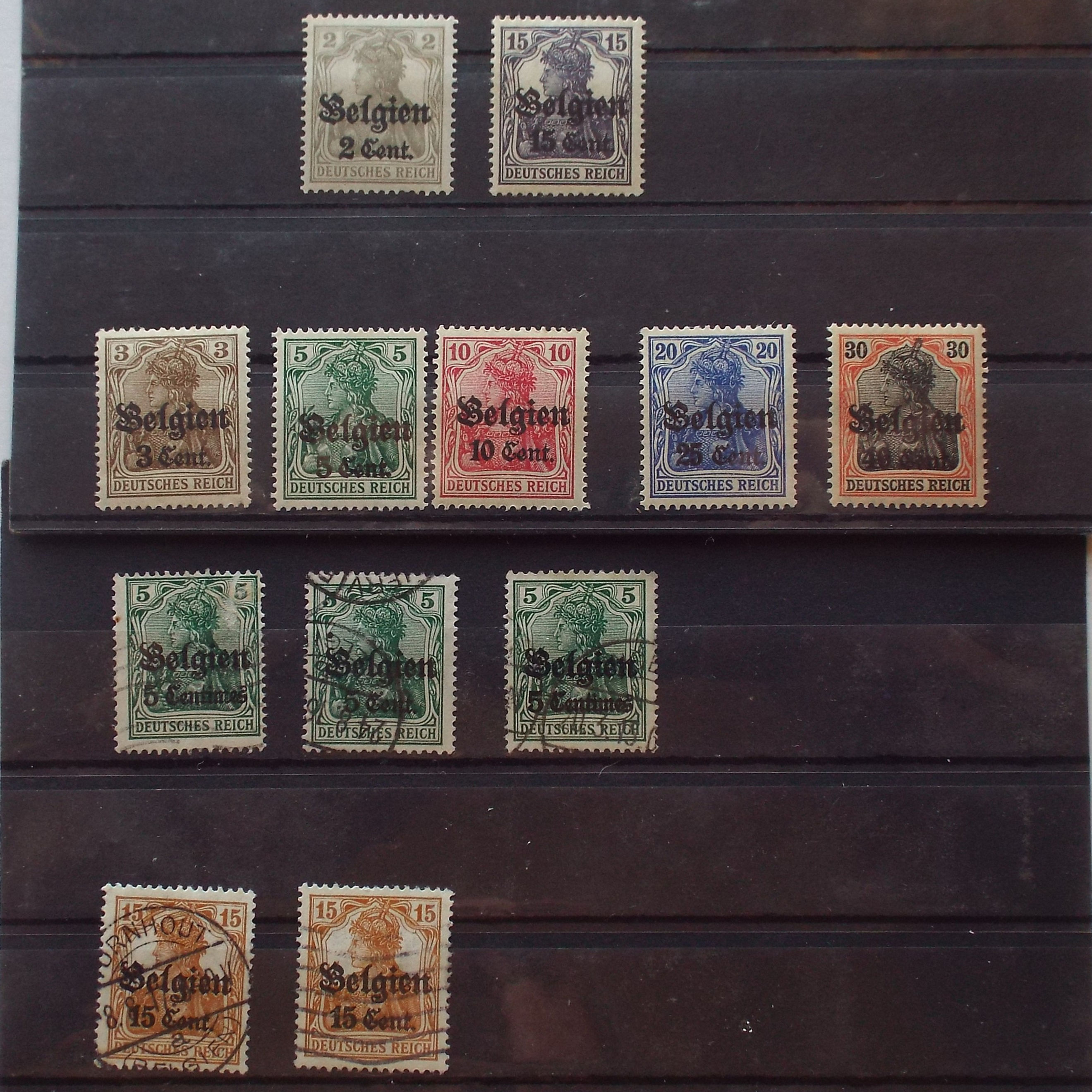Lot #8 - German Occupation of Belgium - 1914/16 Optd and Surch - Part Set