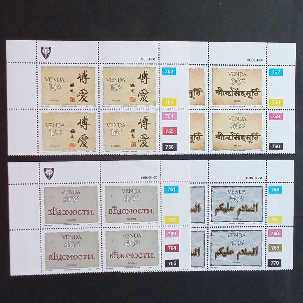 Venda - 1988 History of Writing (6th Series) - Full Set of Controls - MNH