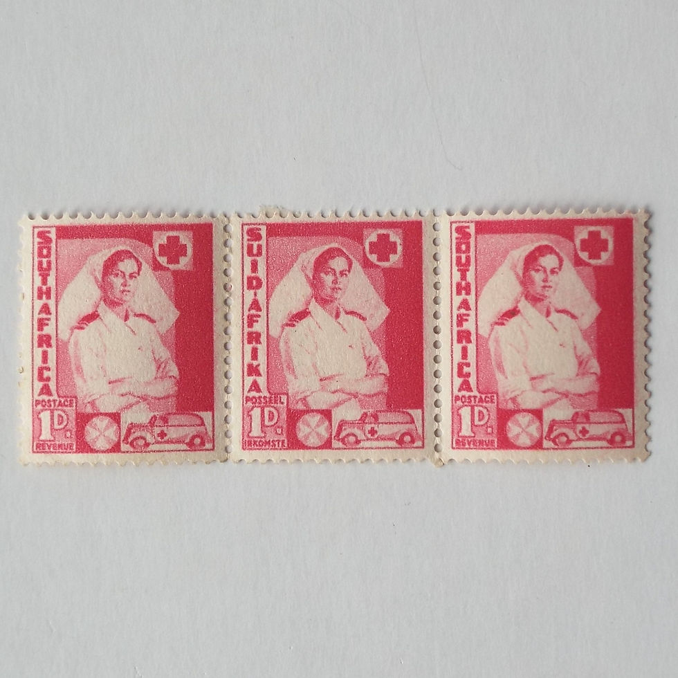 Union - 1941-42 War Effort - 1d Carmine "Nurse" - Strip of 3 - Unused