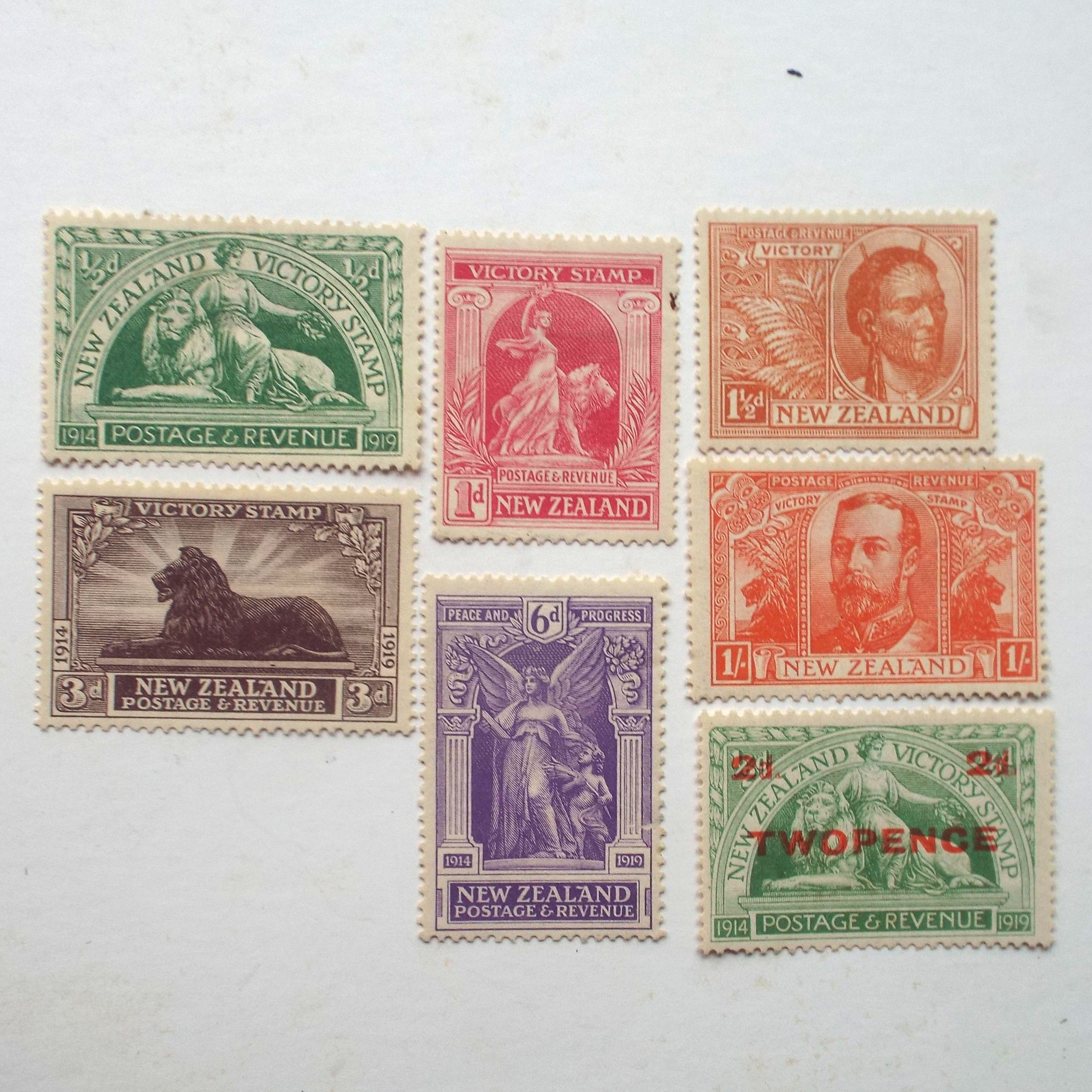 New Zealand - 1920 Victory Issue - Full Set of Six Singles plus Single - Unused