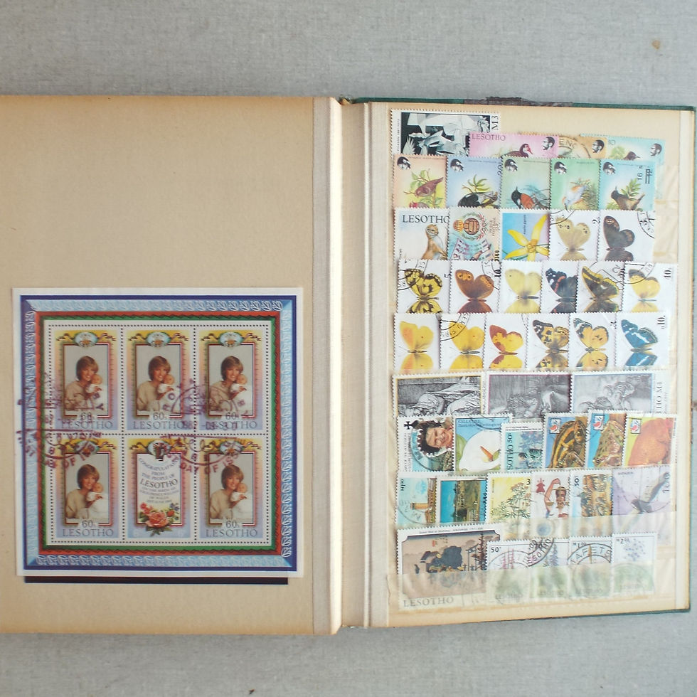 Thumbnail: Medium Stock Book - Lesotho - Selection of Miniature Sheets and >350 Stamps