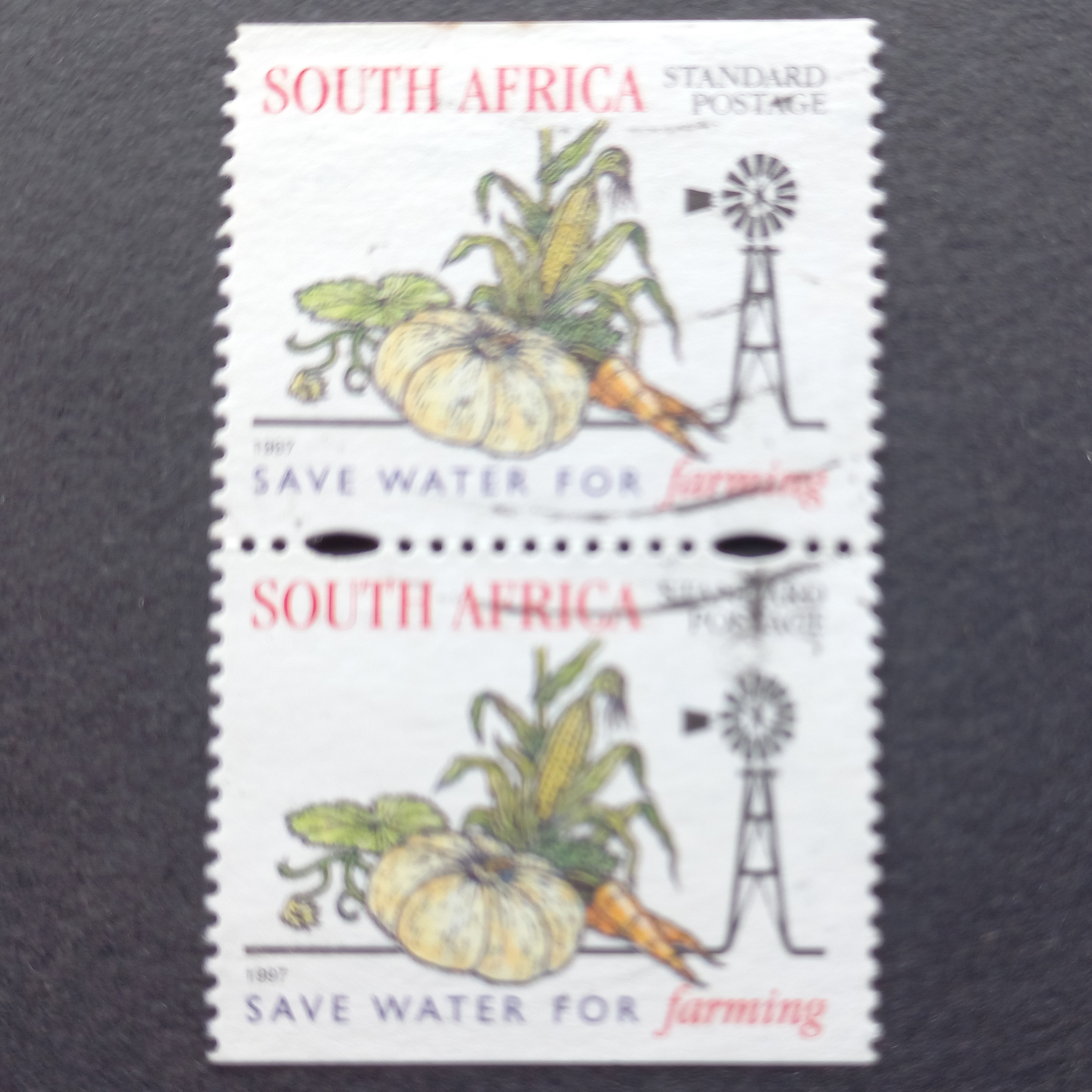RSA - 1997 Water Conservation "Farming" - Vertical Pair (from Booklet) - Used