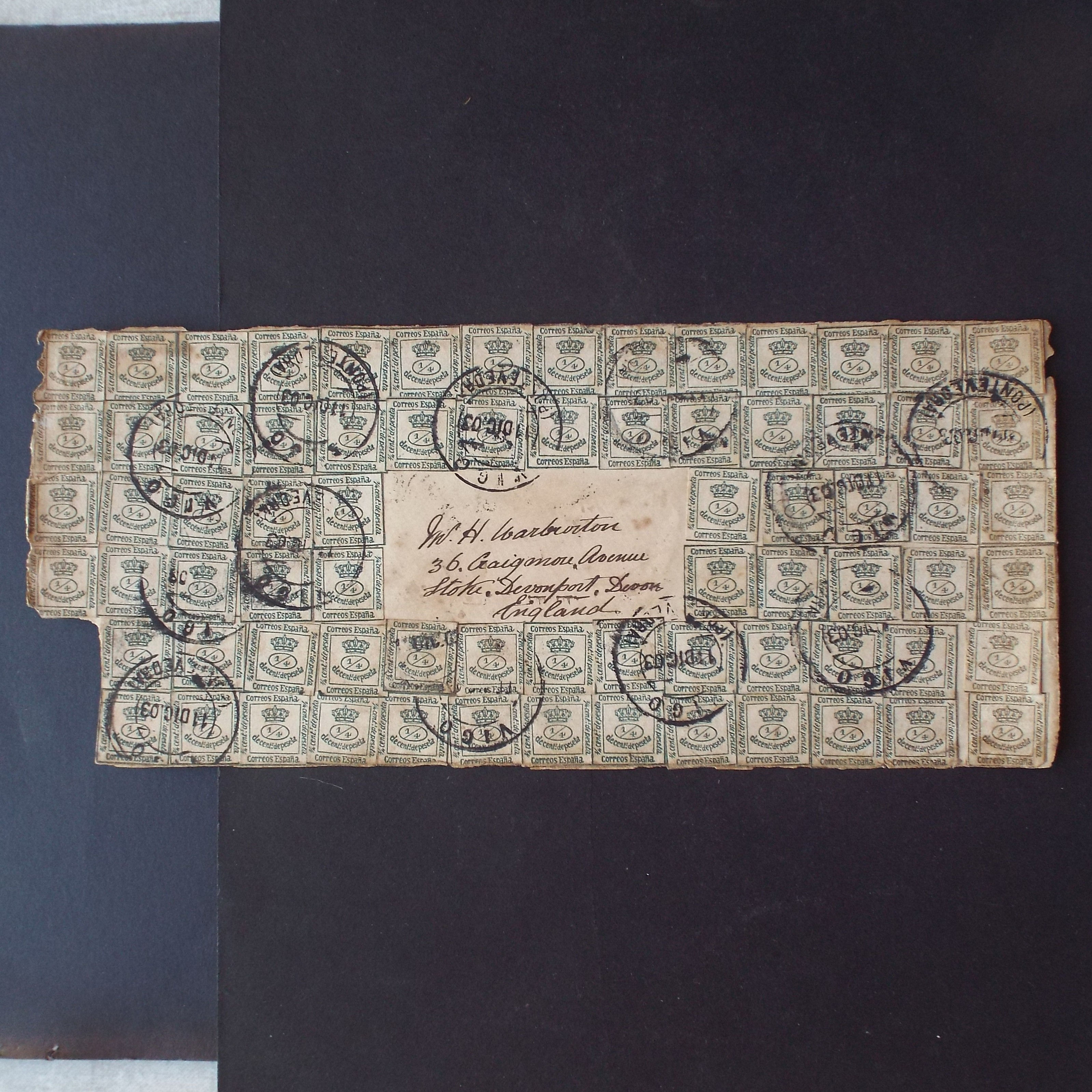 Lot #15 - Postal History - 1903 Cover Vigo, Pontevedra to England - Front Page