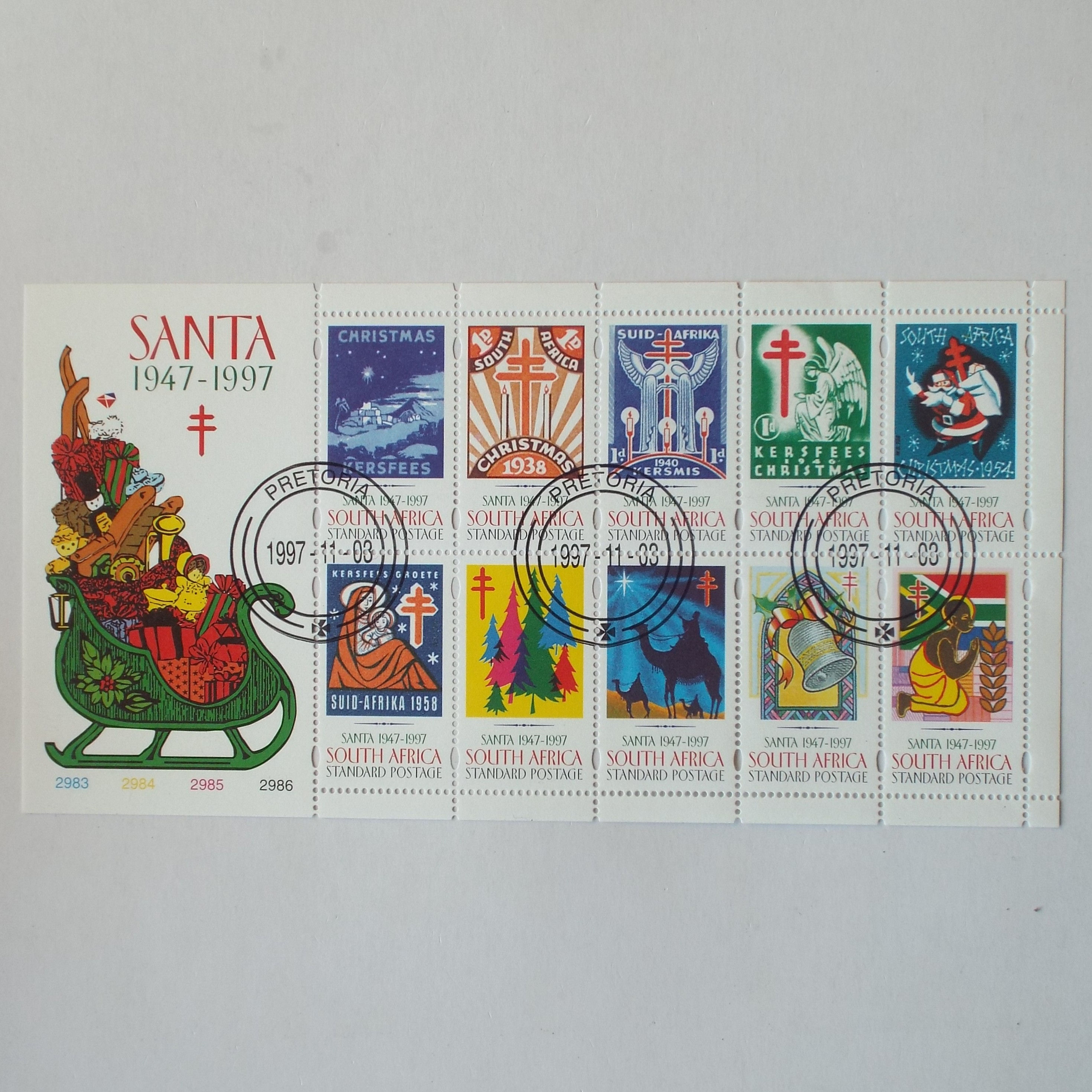 RSA - 1997 SANTA. 50th Anniv of Christmas Stamps - Sheetlet - CTO