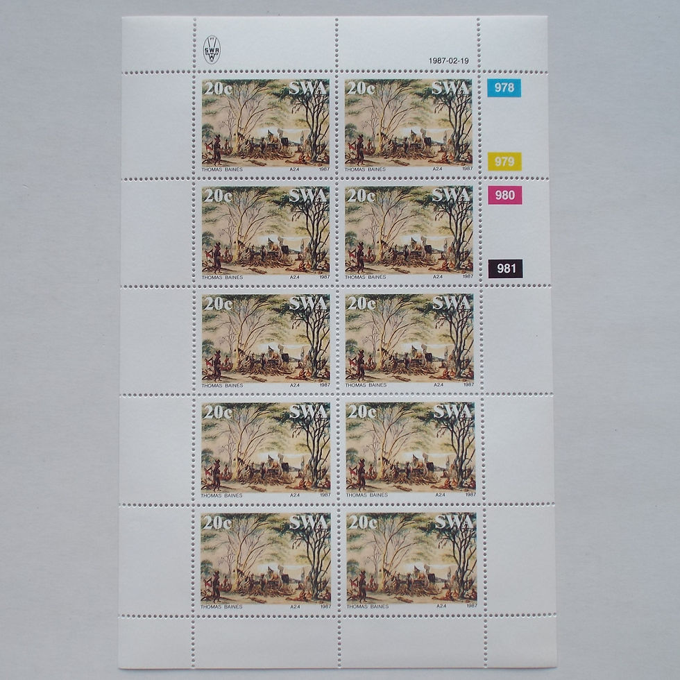 Thumbnail: SWA - 1987 Paintings by Thomas Baines - Full Set of Sheetlets of 10 - UMM