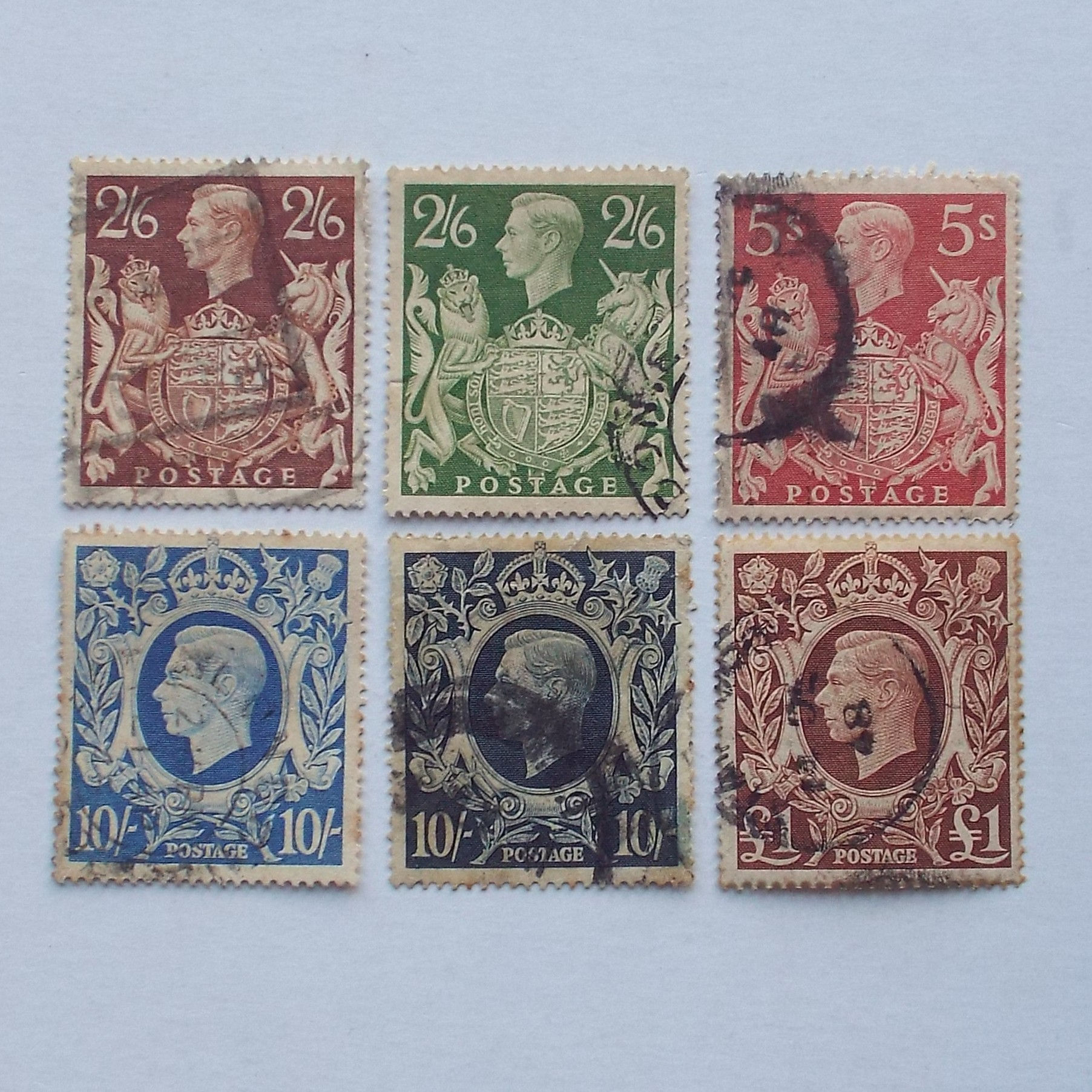 Lot #9 -GB KGVI - 1939-48 Defin Issue - Full Set of Singles - Used