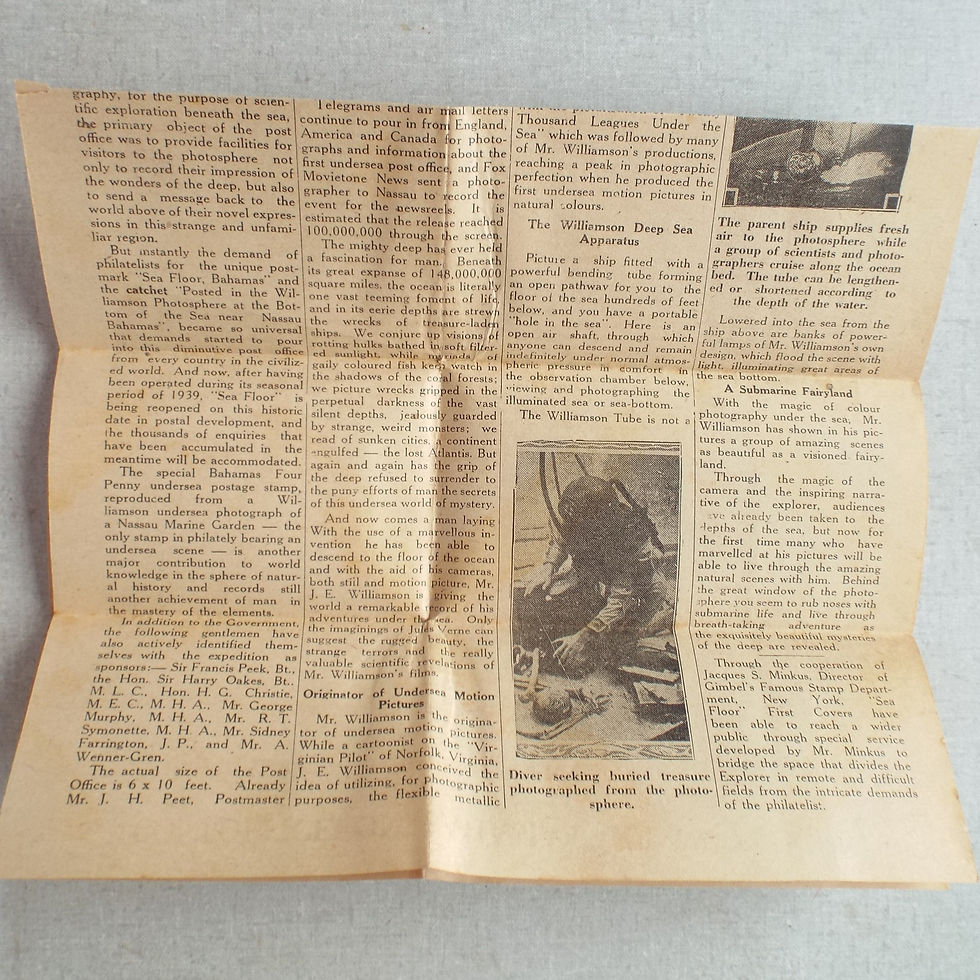 Thumbnail: Bahamas - 1940 Cover from the First Undersea Post Office