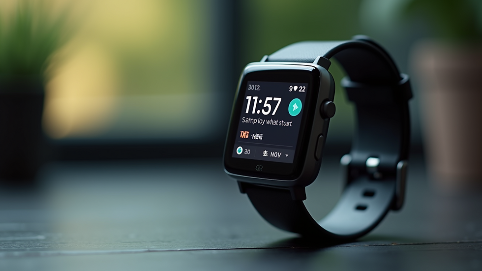 Close-up view of a Fitbit smartwatch displaying fitness stats