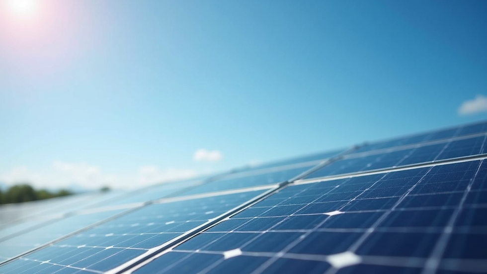 Close-up of a solar panel array under a clear blue sky