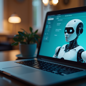 Eye-level view of a chatbot interface on a laptop
