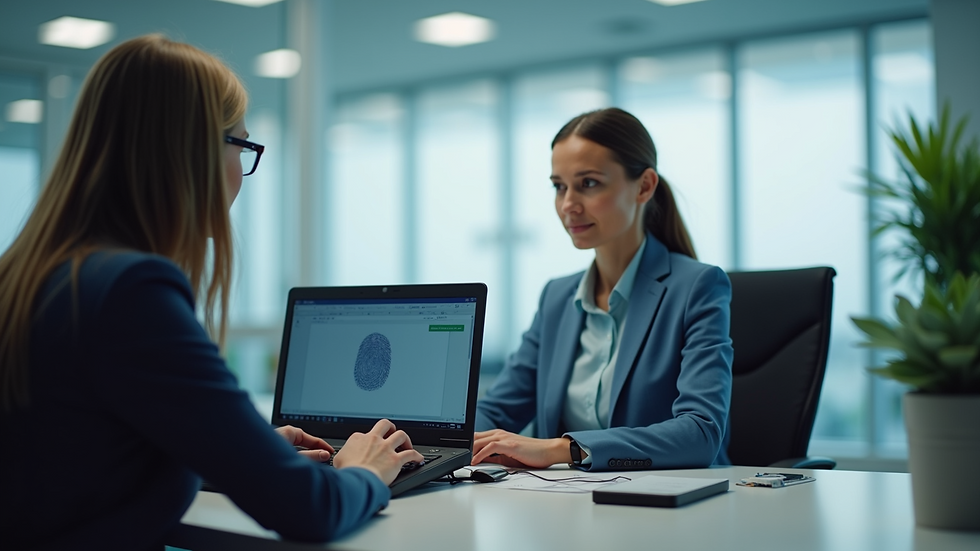 Eye-level view of fingerprinting station in a professional office