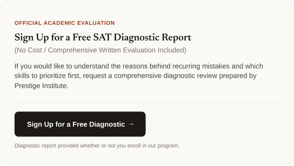 Free SAT diagnostic report with a comprehensive written evaluation of recurring mistakes and priority skills