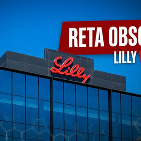 Lilly headquarters building with bold text asking if retatrutide is obsolete and referencing Lilly vs itself 5 receptor drug development