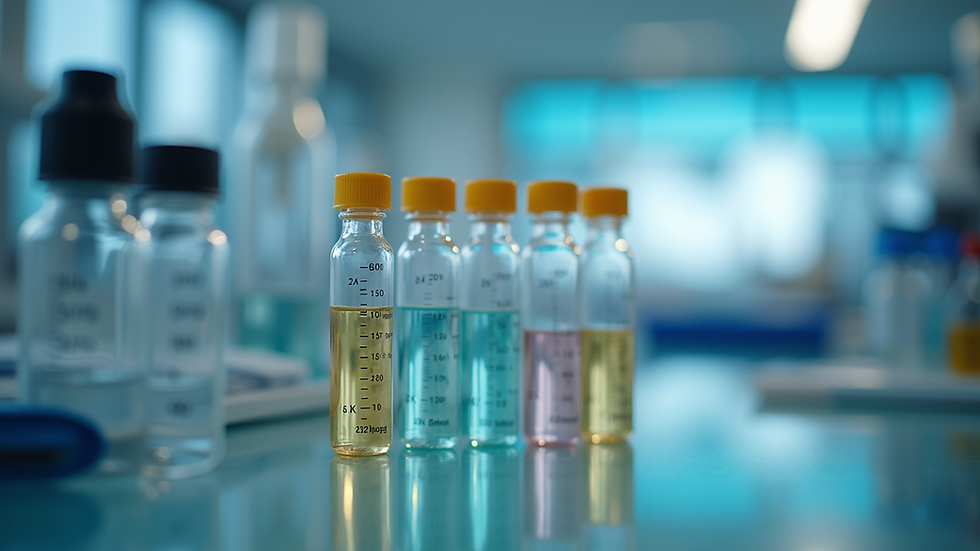 Close-up view of a laboratory setting with peptide samples