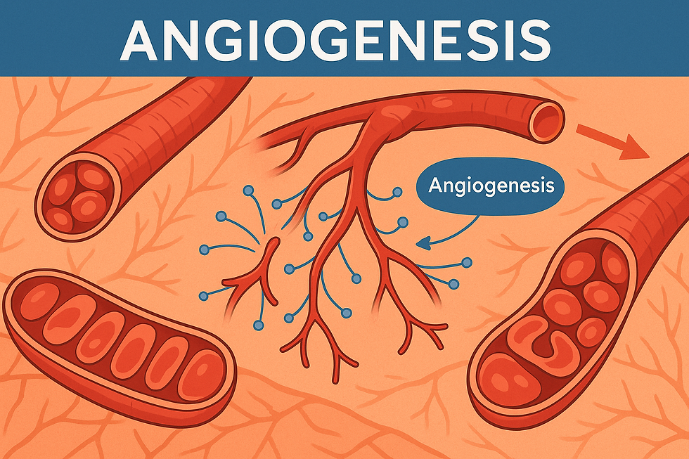 Scientific illustration of blood vessel growth, representing the angiogenesis pathways people often read about in BPC-157 studies