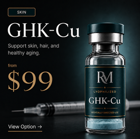 Reclaim Medical GHK-Cu lyophilized peptide vial for medically directed skin, hair, and healthy-aging support.