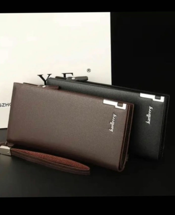 Miniature : Portefeuille Long en cuir antivol avec fermeture éclair, couleur :noir et marron