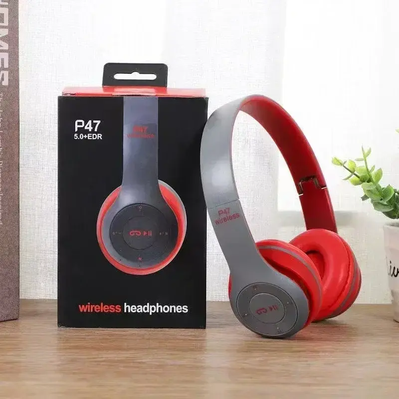 Thumbnail: P47 Wireless Bluetooth Headphone With Microphone Foldable Headsets Bass HiFi Sou