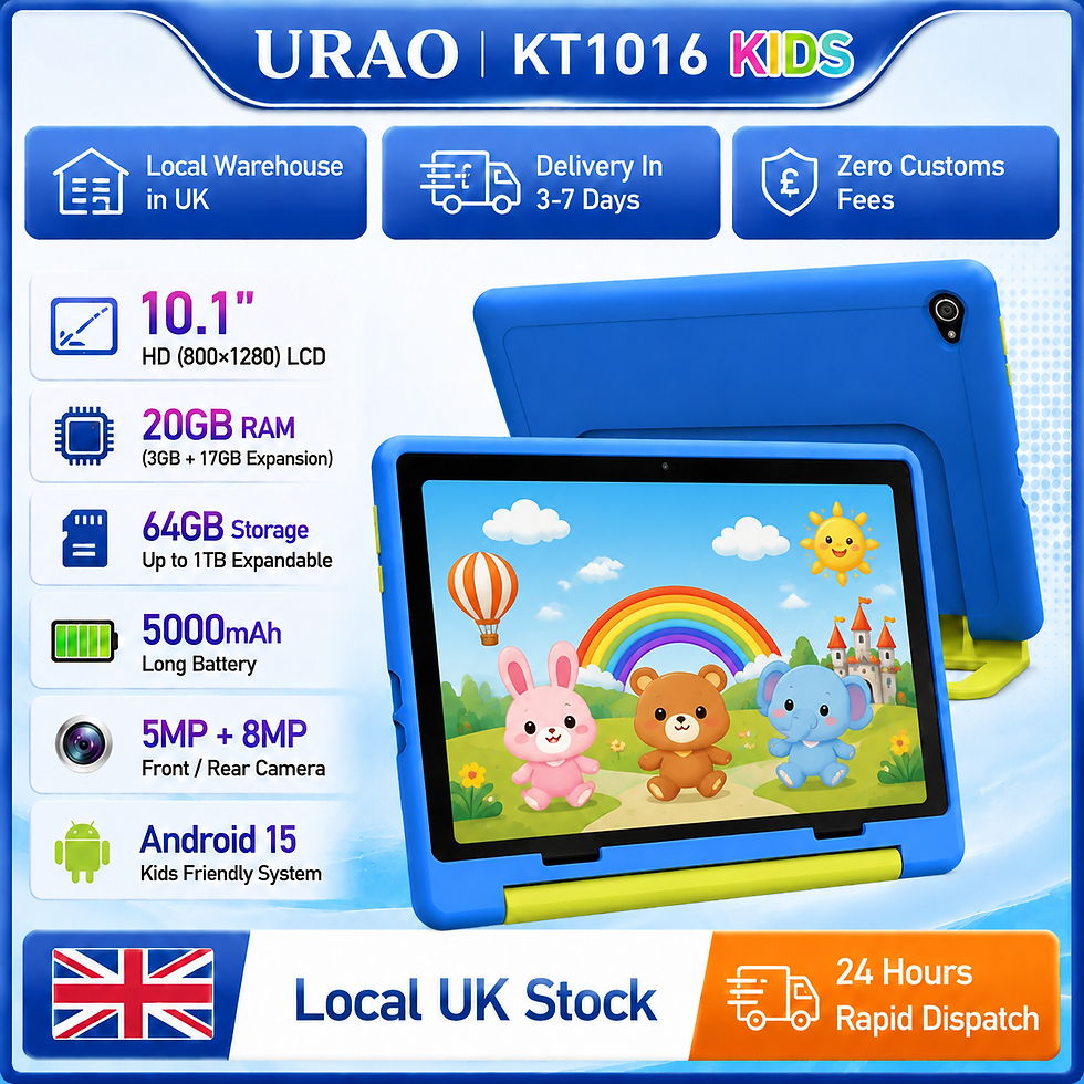Thumbnail: URAO 10.1 Inch Kid Tablet Android 15 Tablet 20GB RAM 64GB ROM 1TB Expand 5G WiFi