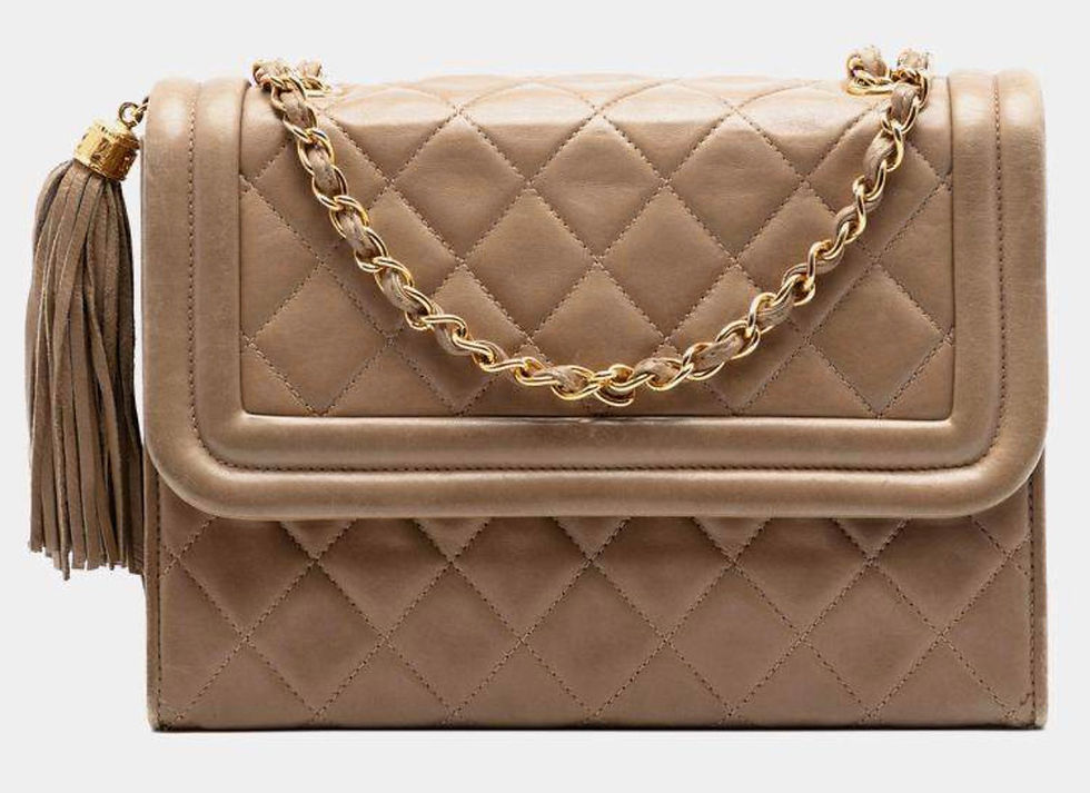 Thumbnail: Chanel lamb Skin Tassel Flap Bag.