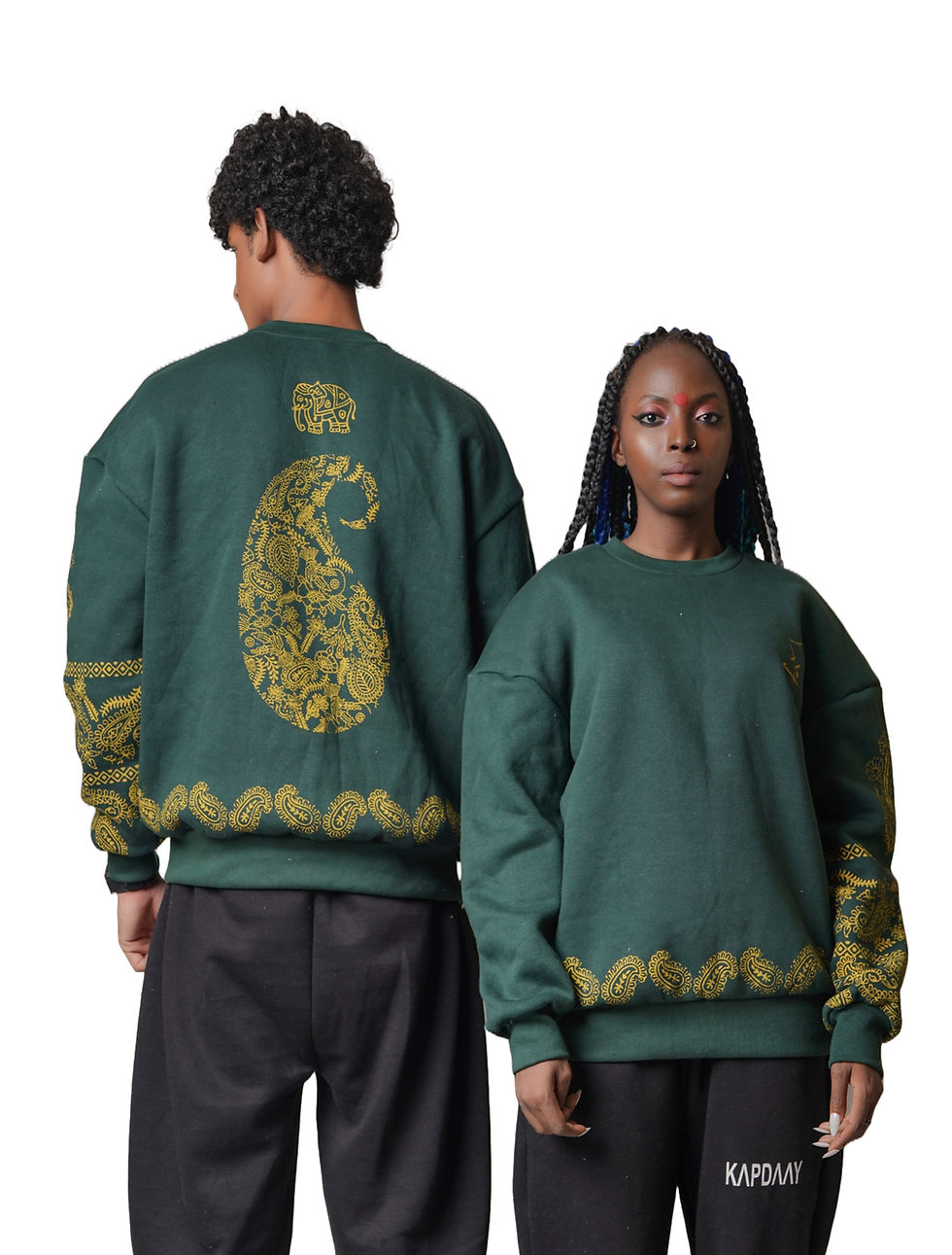 Thumbnail: Block Printed Sweatshirt | 300 GSM Heavyweight Oversized Crewneck in For