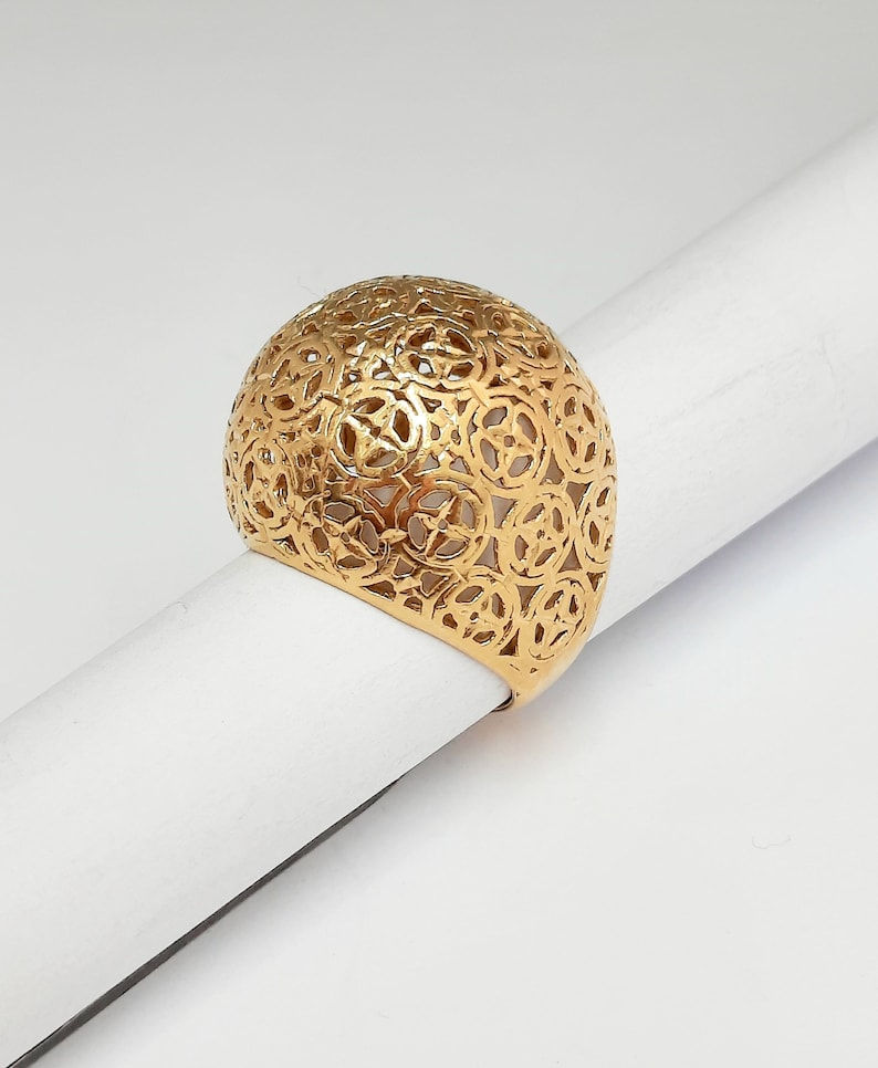 Thumbnail: 925 Sterling Silver, 18K top gold plating, Vermeil ring, Arabesque style ring