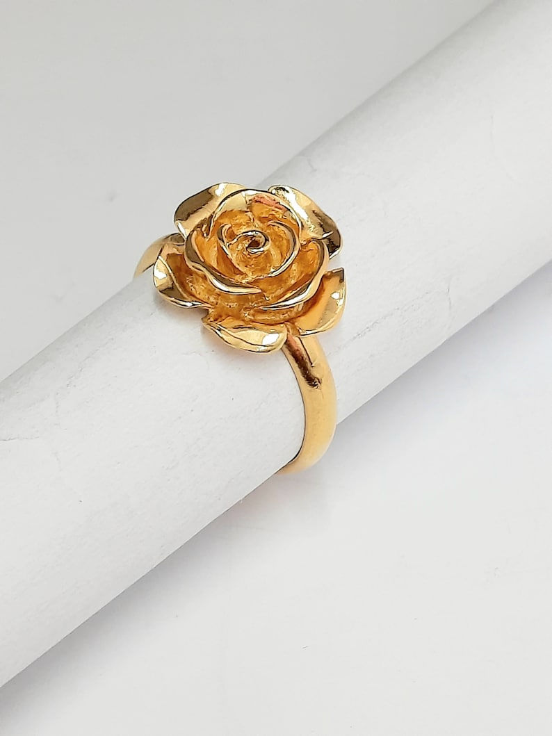 Thumbnail: 925 Sterling Silver, 18K top gold plating rose ring, Vermeil, Art Nouveau ring
