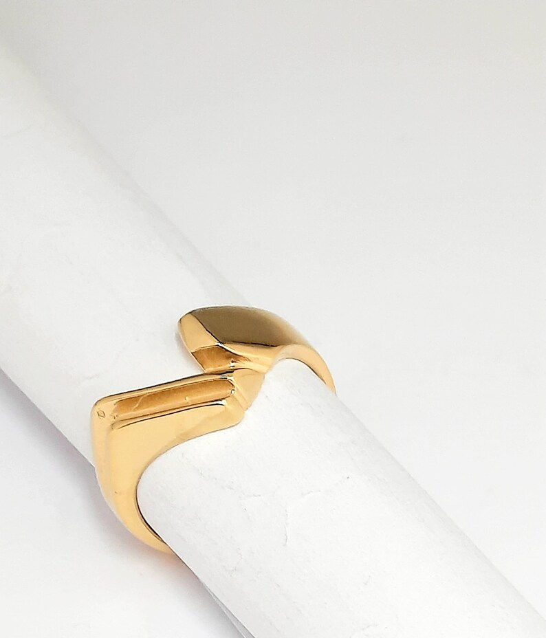 Thumbnail: 925 Sterling silver, 18K gold plating, Vermeil, Art deco style ring