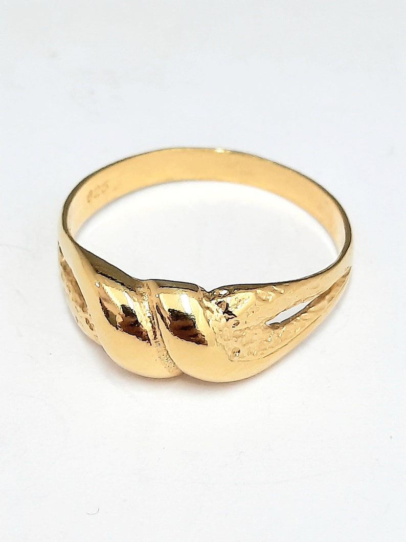 Thumbnail: 925 Sterling silver ring, Vermeil, Twisted wavy ring, Braid style