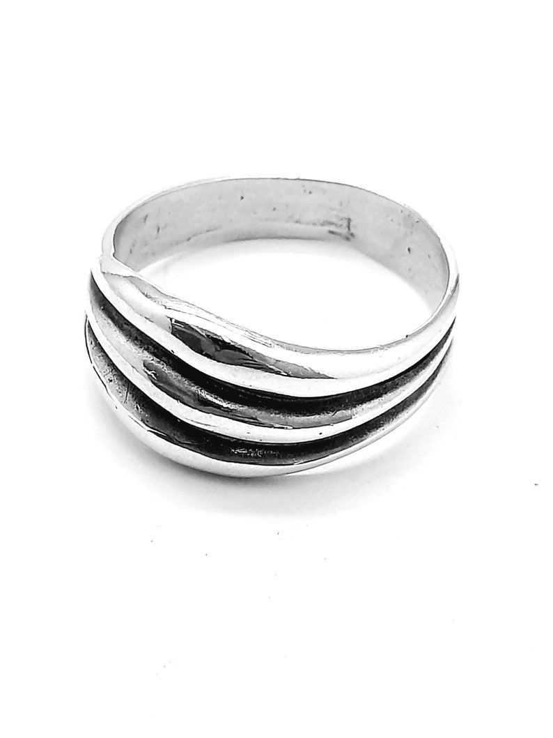 925 Sterling silver, Furrow band, Zen gardens element style, Zen ring