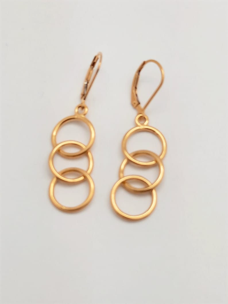 925 Sterling silver, Lever back earrings, 18K top gold plating, Friendship gift