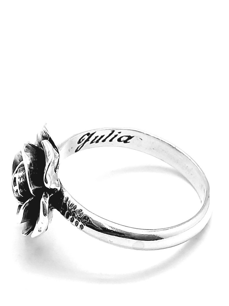 Thumbnail: 925 Sterling Silver Engraving words dedicate to....Rose ring, Nature Flower ring