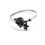 Thumbnail: 925 Sterling Silver, Shiny oxidized ring, Adjustable open ring, Flower ring