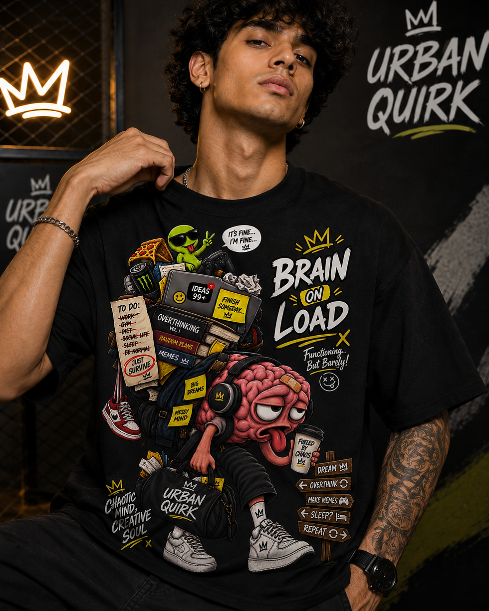 Thumbnail: Brain On Load Oversized T-Shirt | Funny Graphic Streetwear