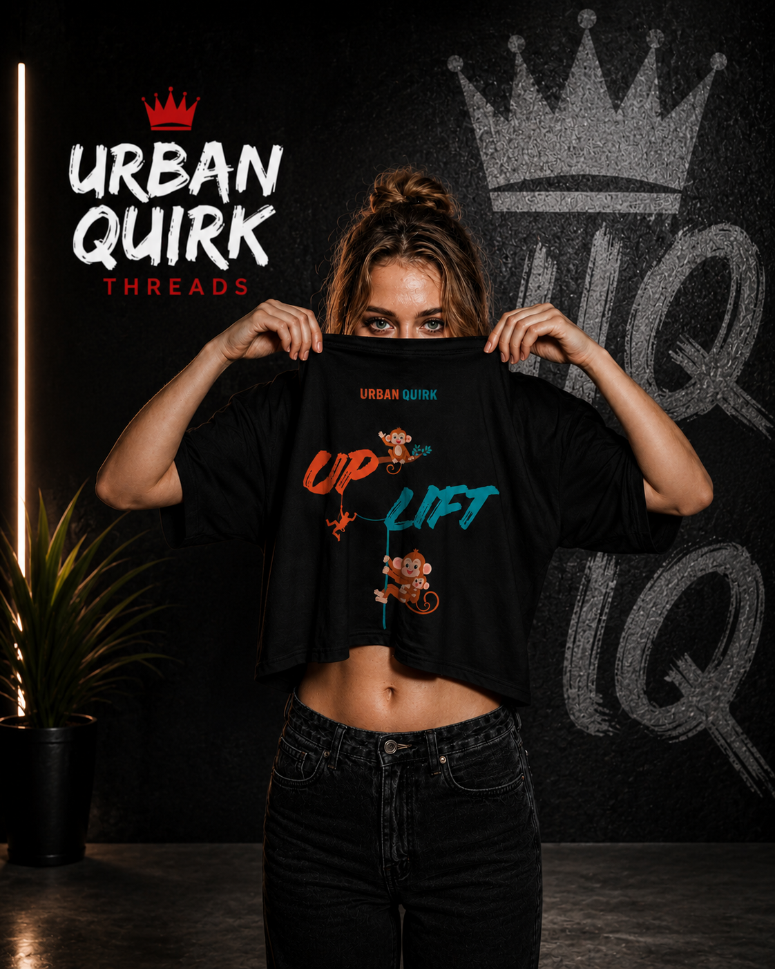 Urban Quirk Oversize Cotton T-Shirt Classics Up-Lift Black Edition