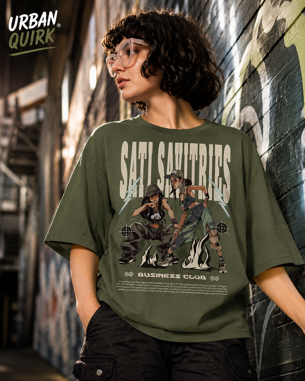 Thumbnail: Sati Savitris Business Club Printed Oversize Streetwear Tee