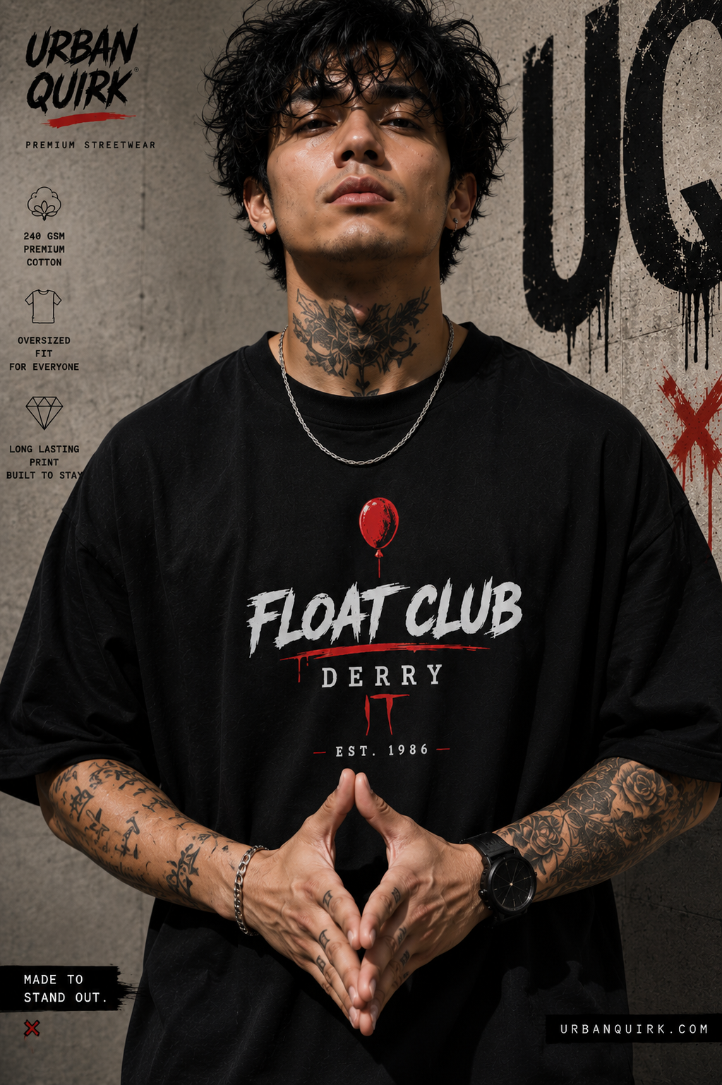 Float Club Oversized T-Shirt | Premium 240 GSM Cotton Horror Streetwear