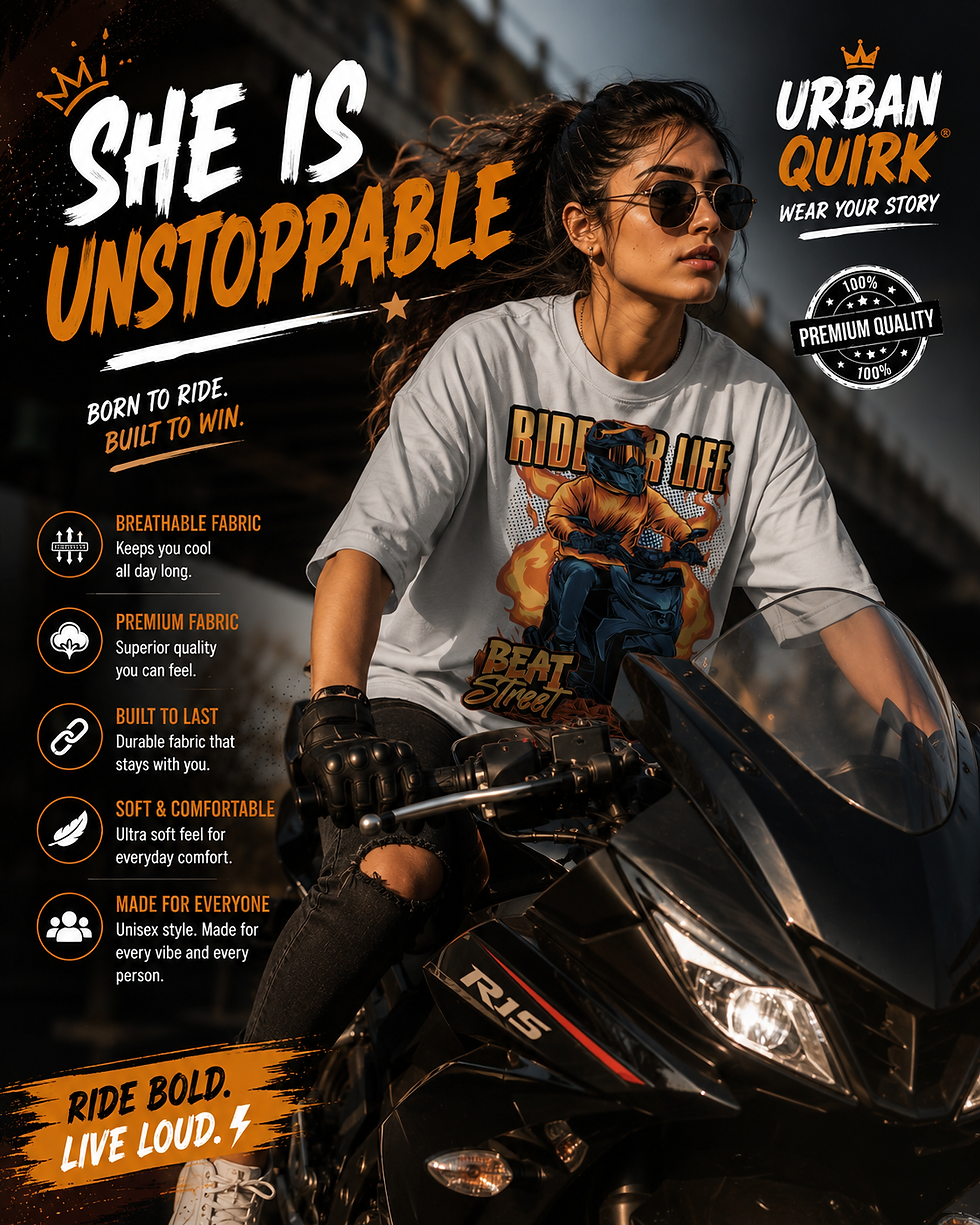 Thumbnail: Ride Your Life – Beat Street Edition Oversized Tee | Urban Quirk