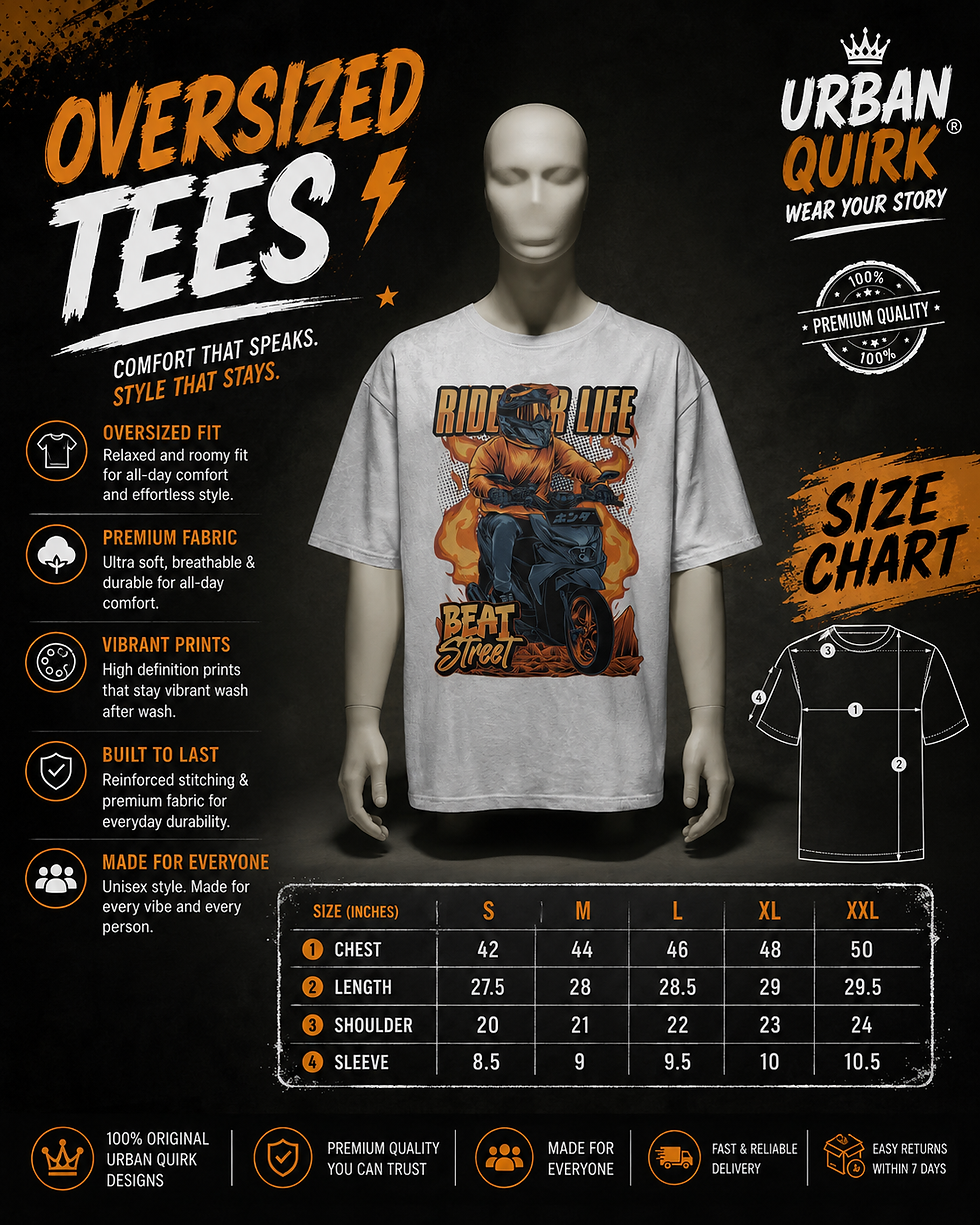 Thumbnail: Ride Your Life – Beat Street Edition Oversized Tee | Urban Quirk