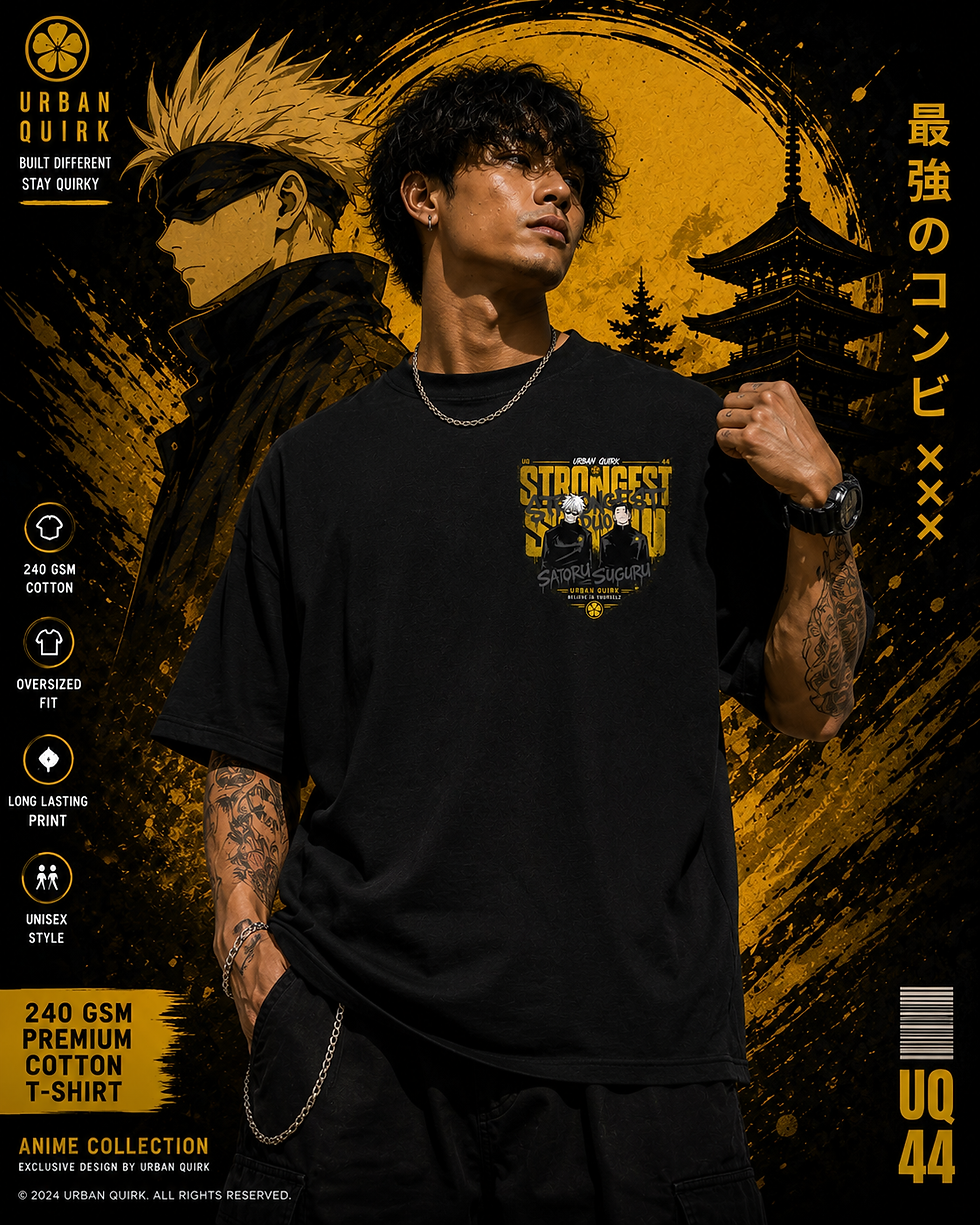 Thumbnail: Strongest Duo Anime Oversized T-Shirt | 240 GSM Cotton | Anime Streetwear Tee