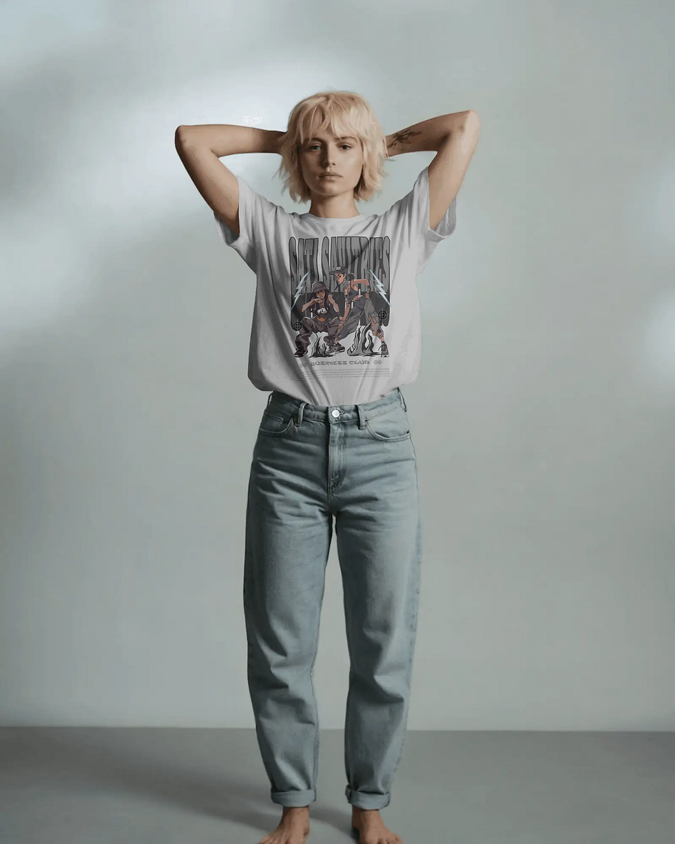 Thumbnail: Sati Savitris Business Club Printed Oversize Streetwear Tee