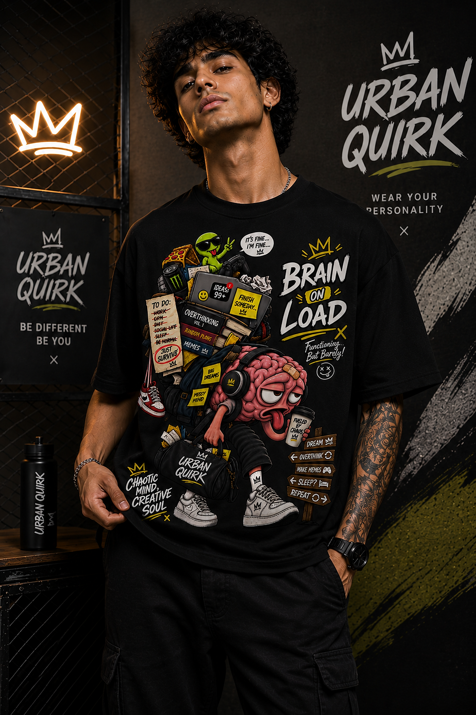 Thumbnail: Brain On Load Oversized T-Shirt | Funny Graphic Streetwear