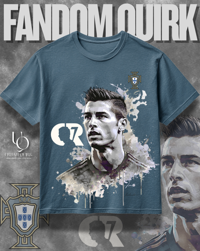 CR7 T-shirt Ash Grey Urban Quirk Christiano Ronaldo Tshirts CR7 Fans