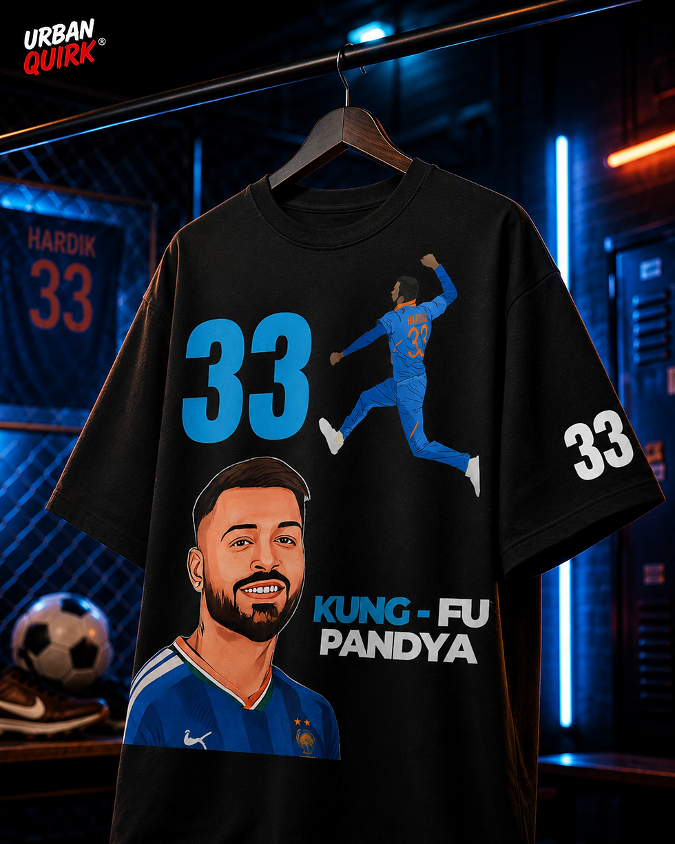 Thumbnail: Hardik Pandya - Kung-Fu Pandya 33 – Urban Quirk Oversized Cricket Tribute Tee