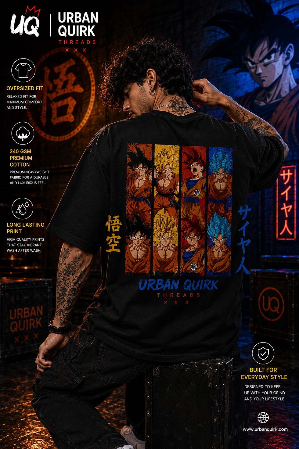 Thumbnail: Dragon Ball Goku Oversized T-Shirt | Premium 240 GSM Cotton Anime Streetwear