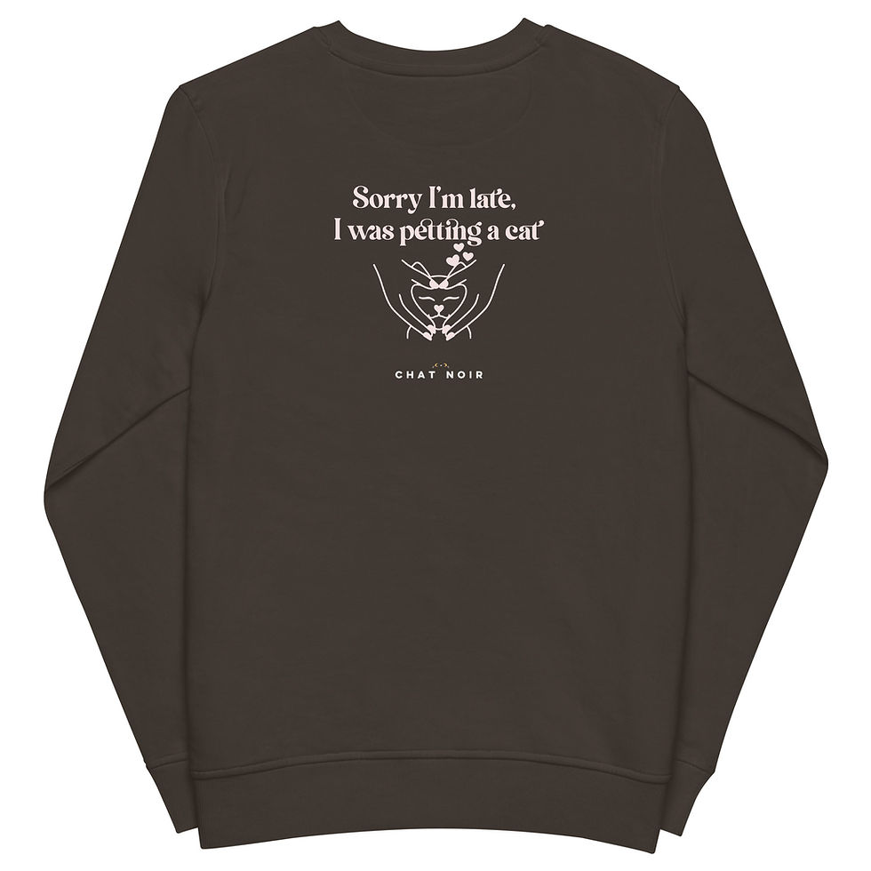 Thumbnail: Embroidered Front Back Print "Petting a cat" Unisex organic sweatshirt