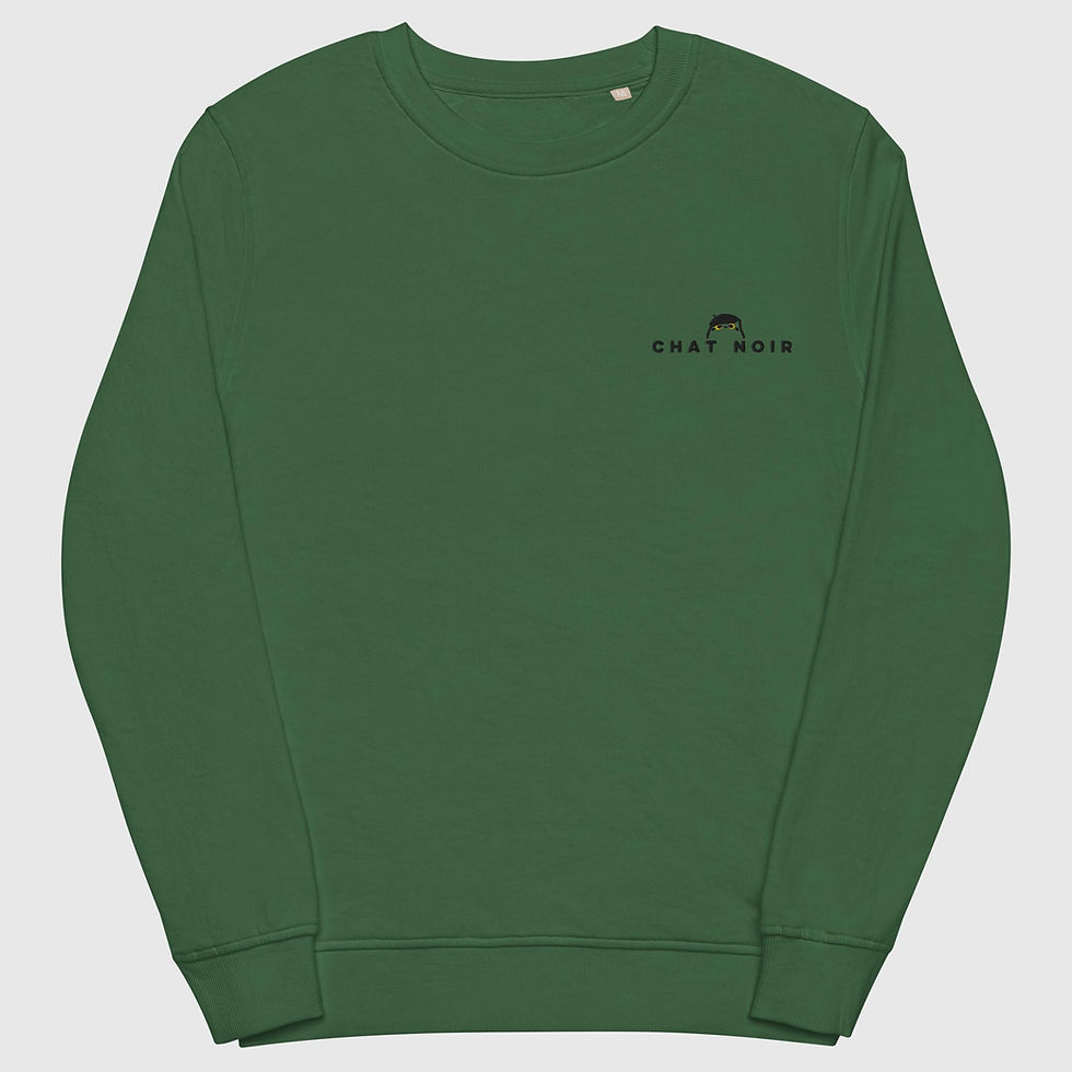 Thumbnail: Embroidered Chat Noir and Bee Unisex organic sweatshirt 