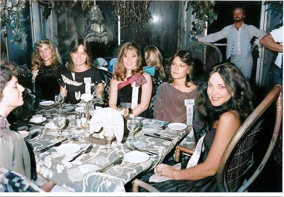 This photograph takes on a deeply unsettling quality in hindsight. Christopher Wilder, a serial killer hiding in plain sight, surveys the Miss Florida USA finalists at dinner like a predator scanning a watering hole. It underscores just how masterfully Wilder had embedded himself within Florida's beauty pageant circuit — presenting himself as a legitimate fashion photographer, buying rounds of beers for the TV production crew, cultivating trust at every turn. Through this careful grooming of the industry itself, he gained chillingly unfettered access to the young contestants, including Beth Kenyon,